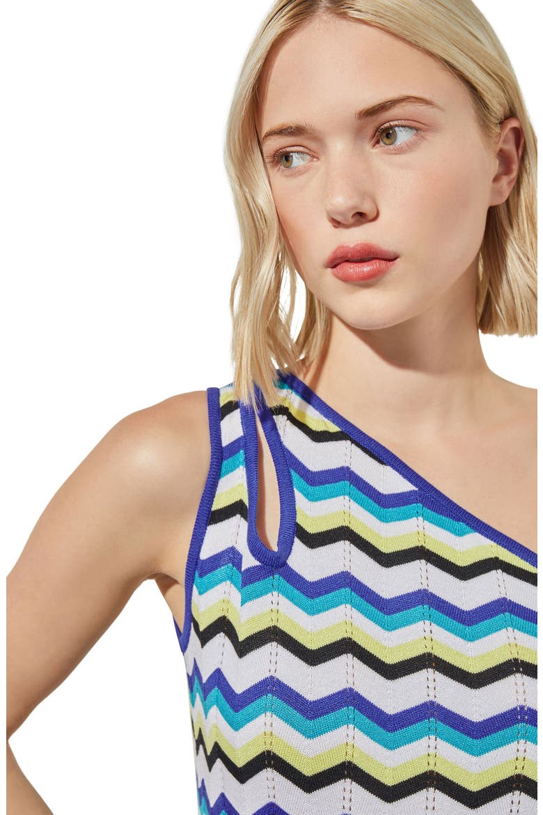 One-Shoulder Chevron Stitch Maxi Sweater Dress, Alternate, color, BER/SAPH/MUL