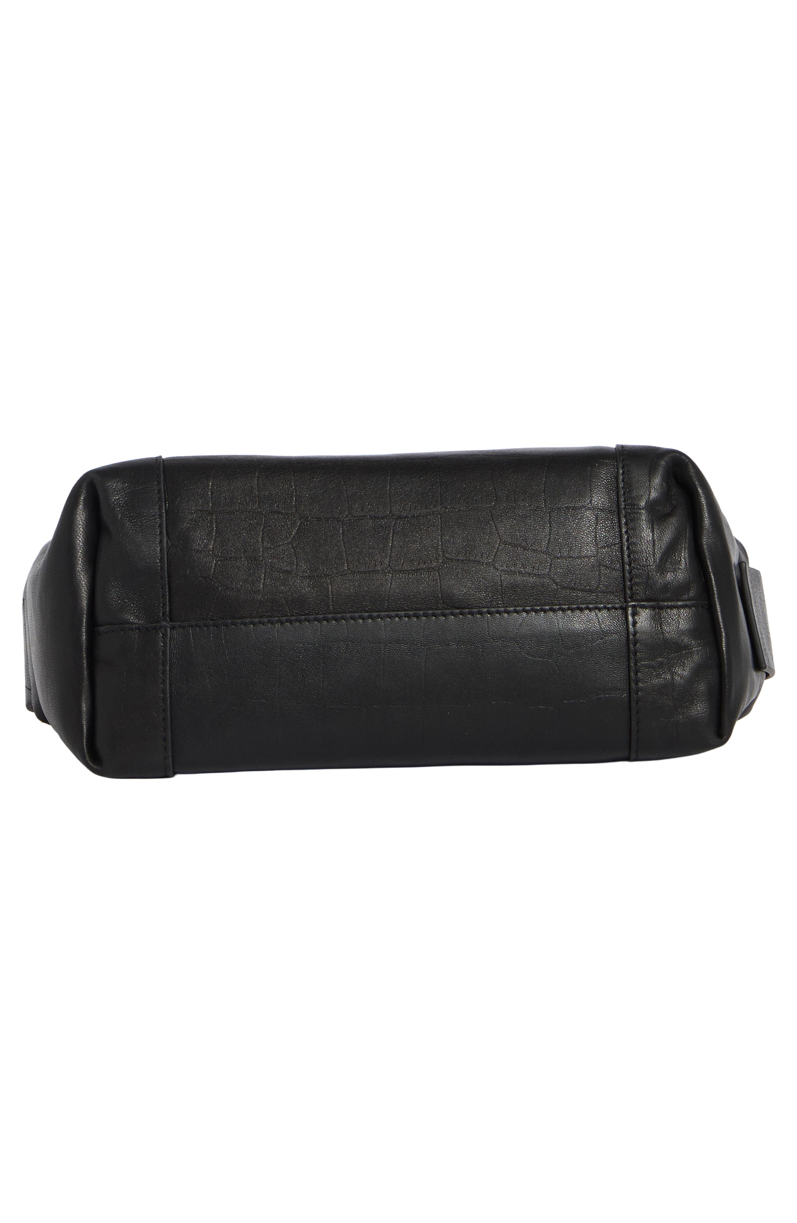 Vega Croc Embossed Leather Mini Shoulder Bag, Alternate, color, BLACK
