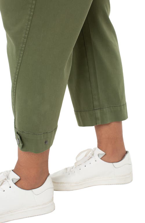 Liverpool Los Angeles Crop Straight Leg Linen Blend Utility Pants In Green