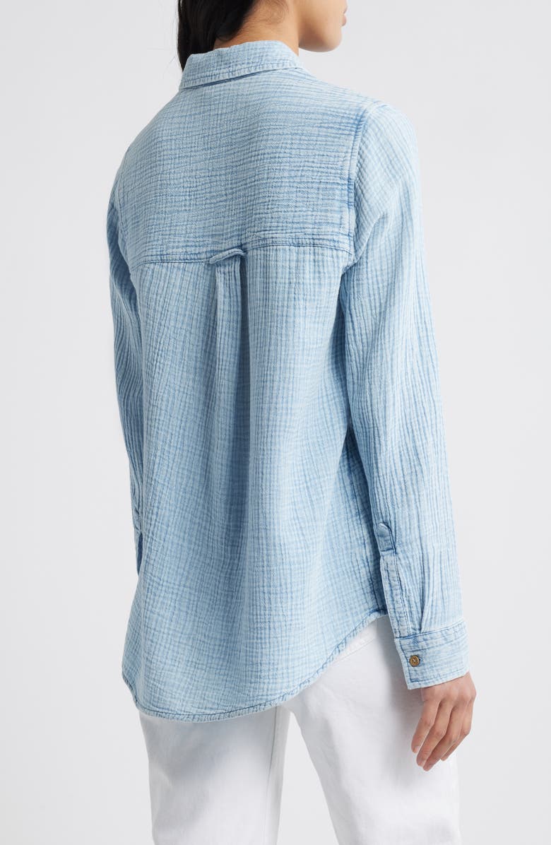 beachlunchlounge Lessi Cotton Gauze Button-Down Shirt, Alternate, color, 