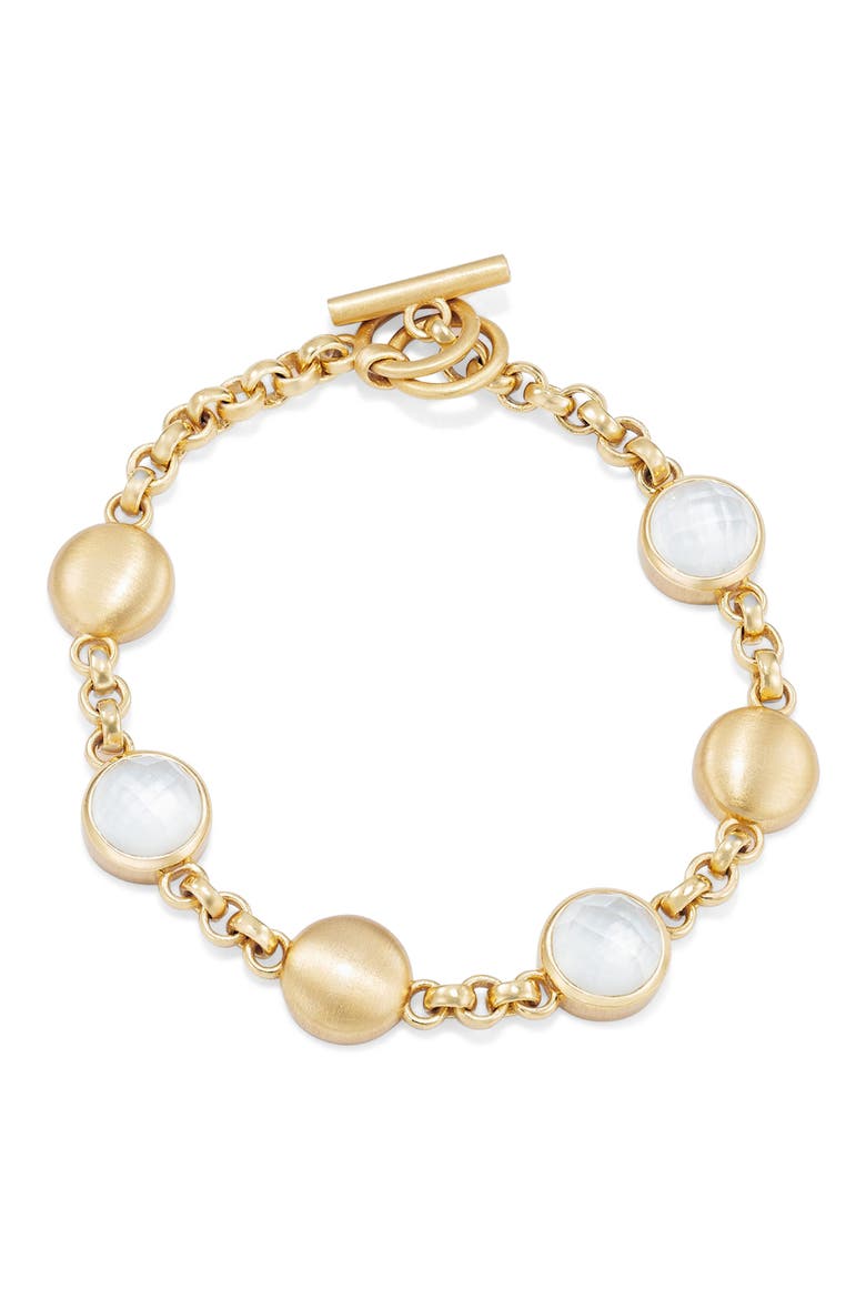 Galleria Station Bracelet, Main, color, IRIDESCENT PEARL/ GOLD