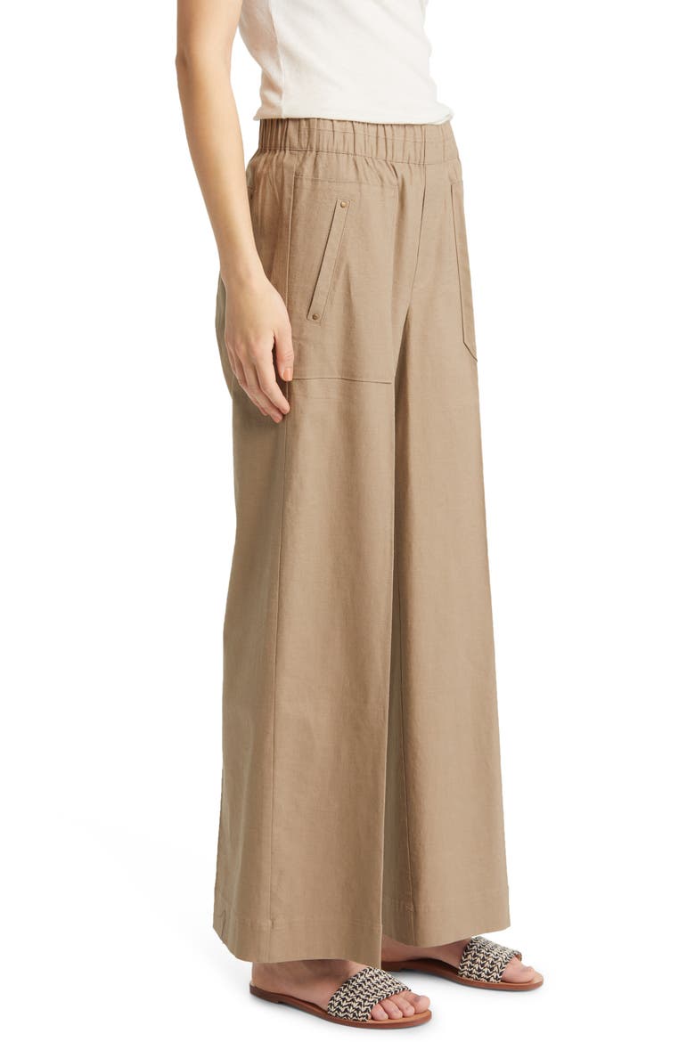 Patch Pocket High Waist Wide Leg Linen Blend Pants (Nordstrom Exclusive), Alternate, color, PORTOBELLO