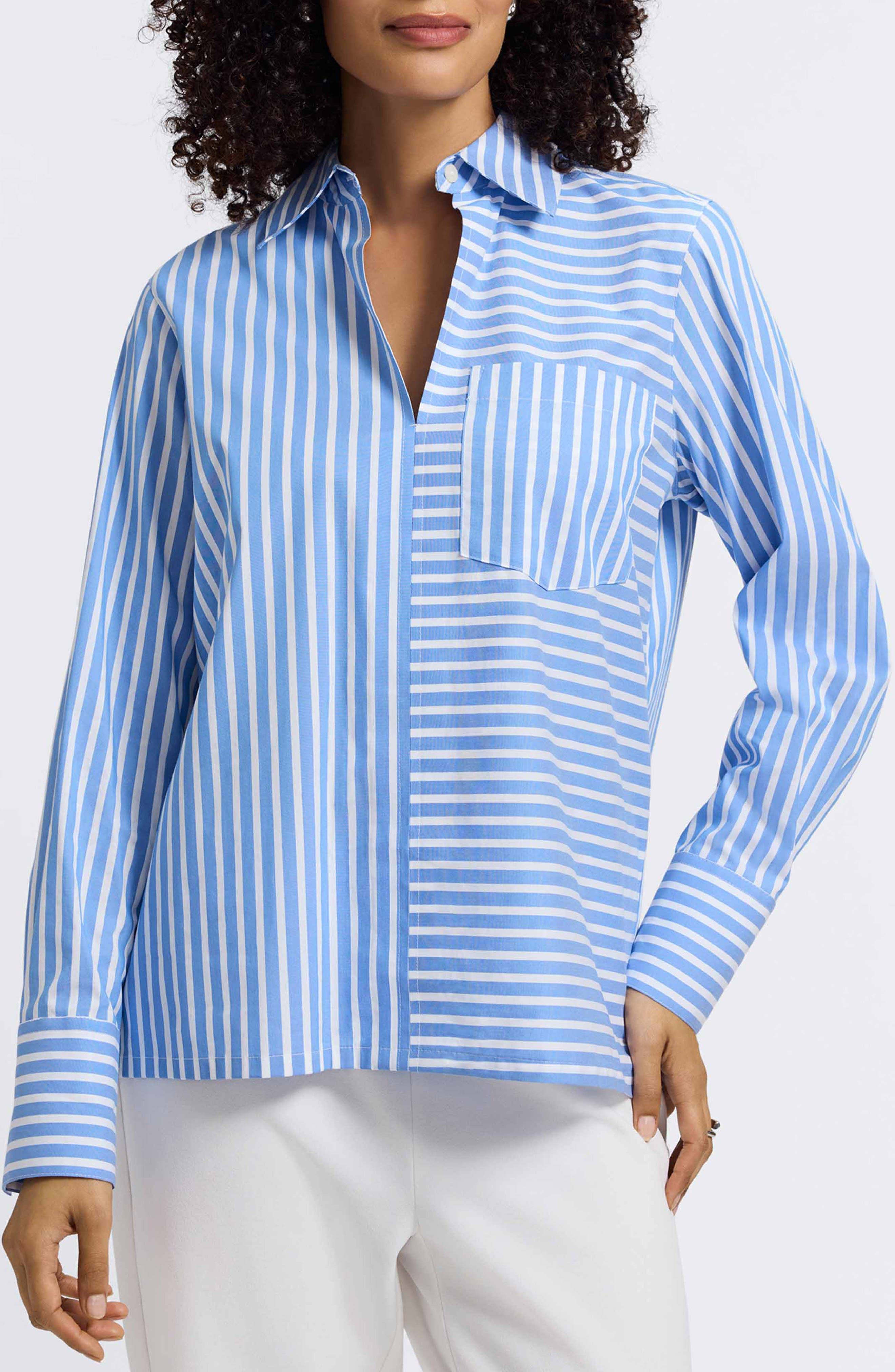 Bella Stripe Popover Top - image 3