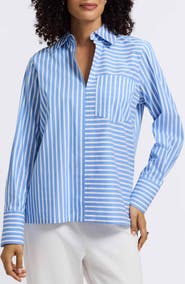 Foxcroft Bella Stripe Popover Top