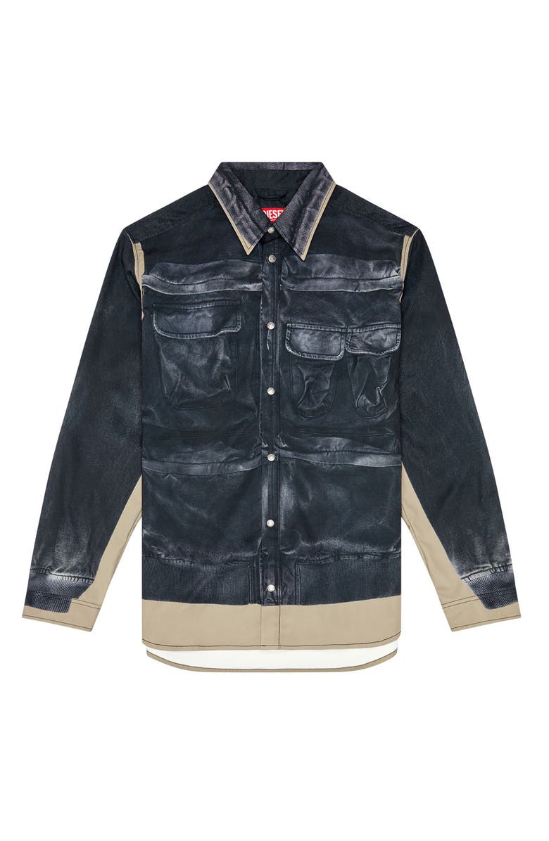 DIESEL<sup>®</sup> S-After-A Tromp l'Oeil Snap Front Shirt, Alternate, color, 