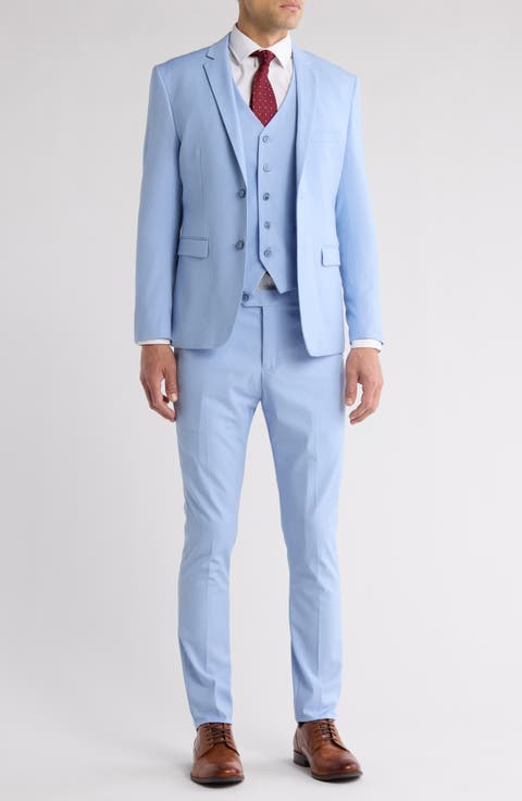 Skinny Fit Solid Stretch Three Piece Suit