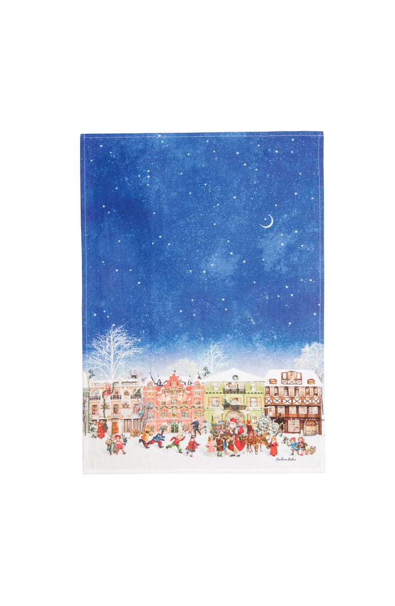 C&F Home Vintage Christmas Village Town Printed 100% Cotton Flour Sack Dishtowel, Main, color, 