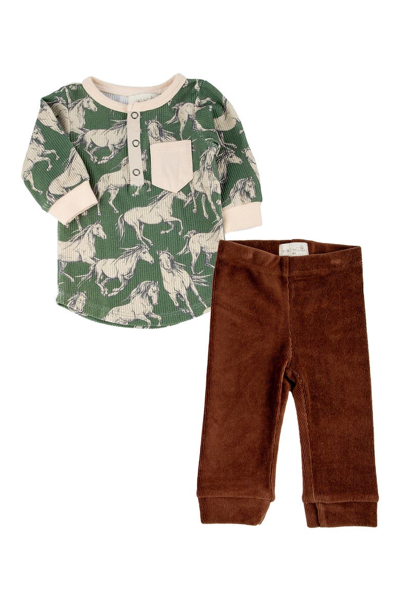 Brady Long Sleeve Henley & Pants Set, Main, color, WILD HORSES