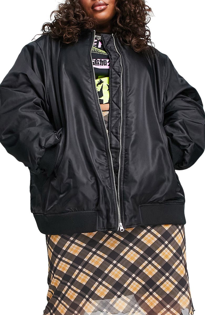 ASOS DESIGN Curve Oversize Bomber Jacket, Main, color,