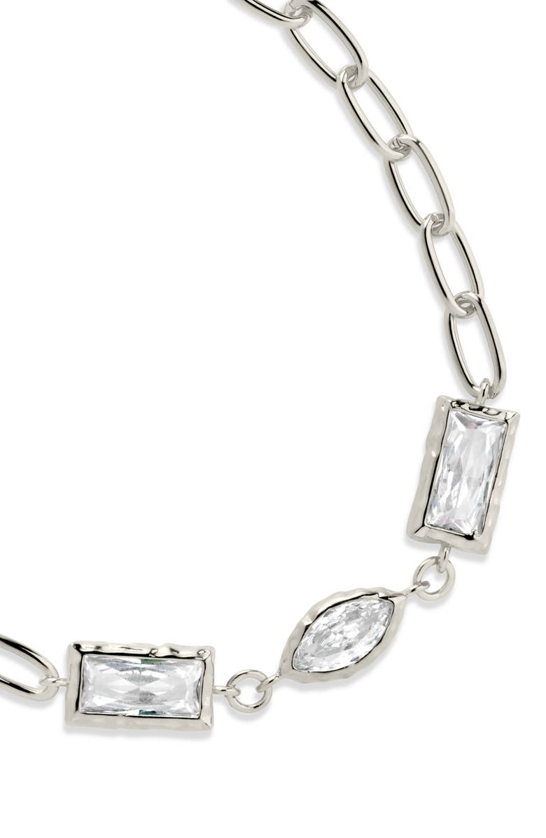 Sterling Forever Tate Cubic Zirconia Chain Bracelet, Alternate, color, Silver