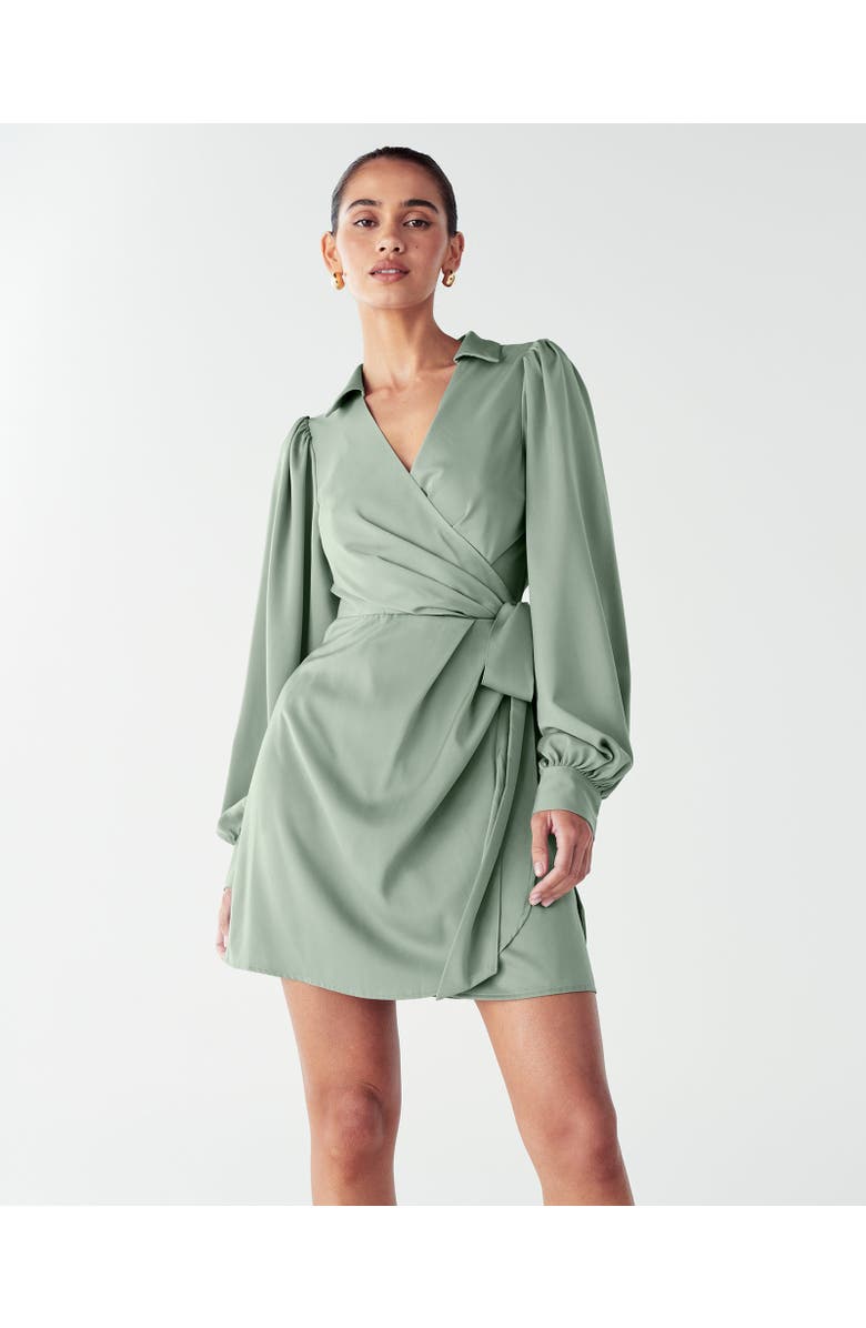 WILLA Pearl Wrap Dress, Main, color, Sage Green
