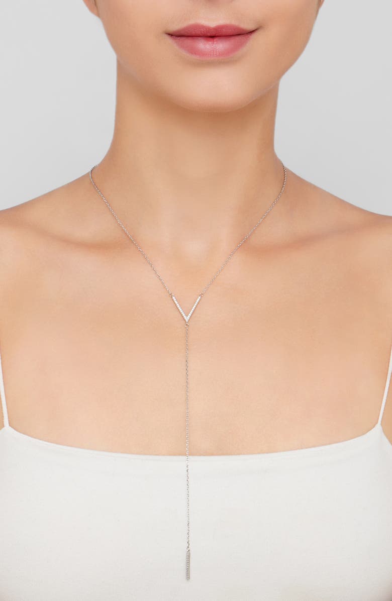 Adornia Sterling Silver Swarovski Crystal Accented V Necklace, Alternate, color, Silver