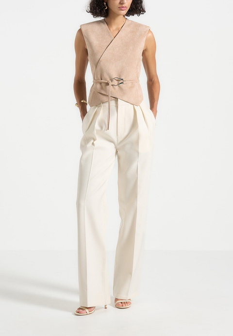 Jeanne Belted Wrap Suede Waistcoat