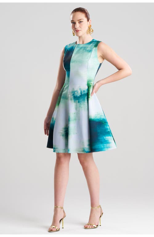 Natori Hisui Cotton Chino Fit N' Flare Dress In Blue