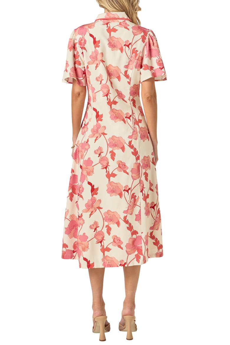 Print Midi Shirtdress, Alternate, color, PINK/ CREAM