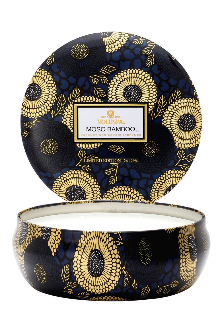 Mokara 3-Wick Tin Candle, Main, color, MOSO BAMBOO