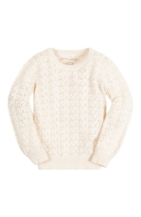 Baby Girls' Balloon Sleeve Pointelle Sweater, Infant