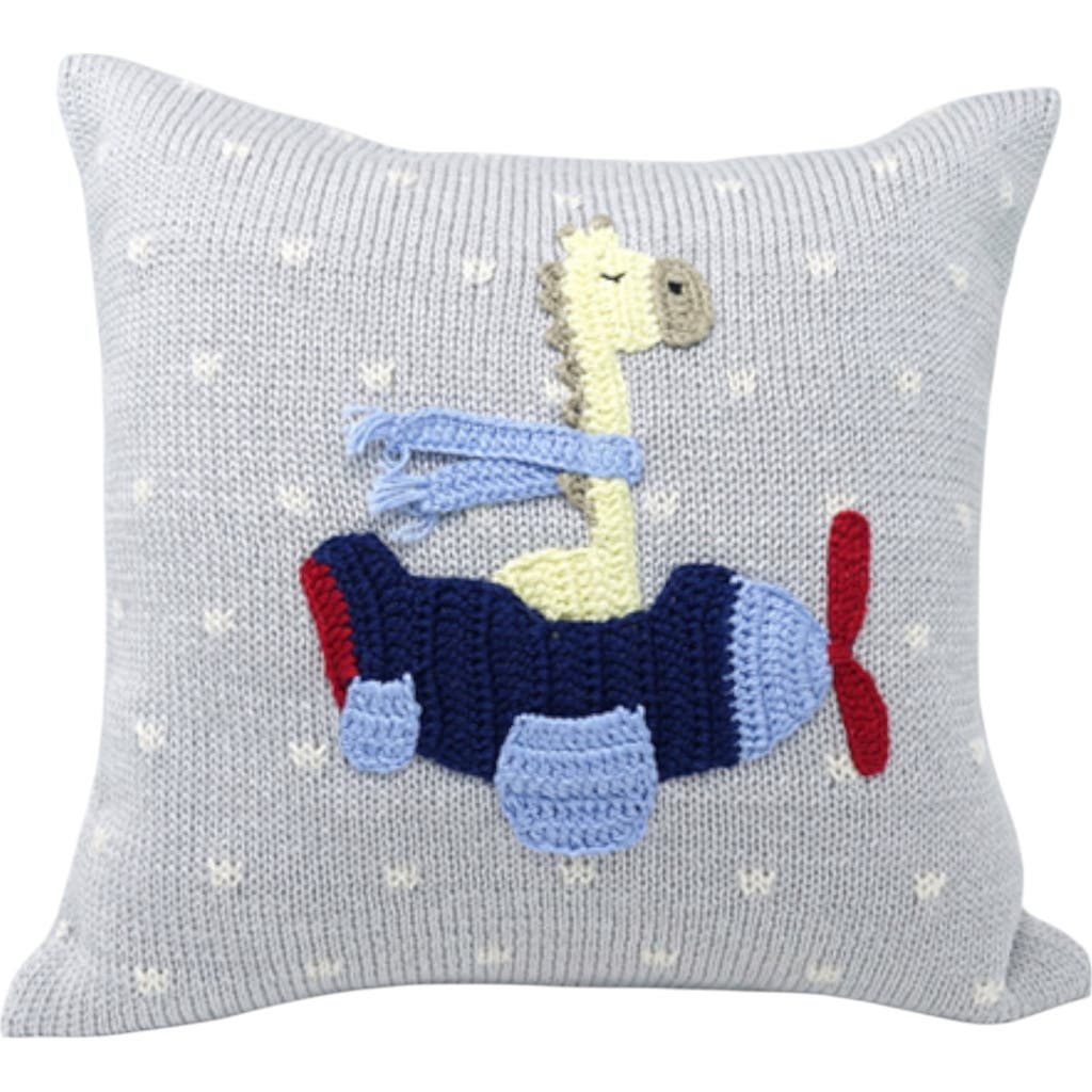 Melange Collection Knit Cotton 10 Giraffe Pilot In Plane Pillow In Grey