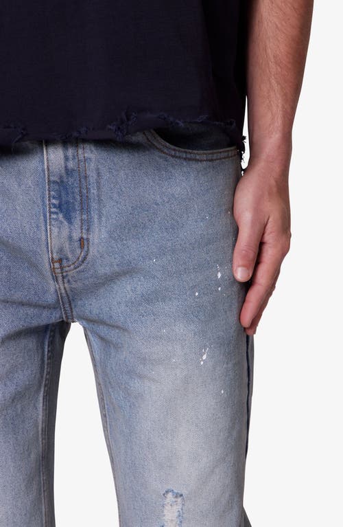 Mnml Ripped Paint Splatter Wide Leg Jeans In Blue