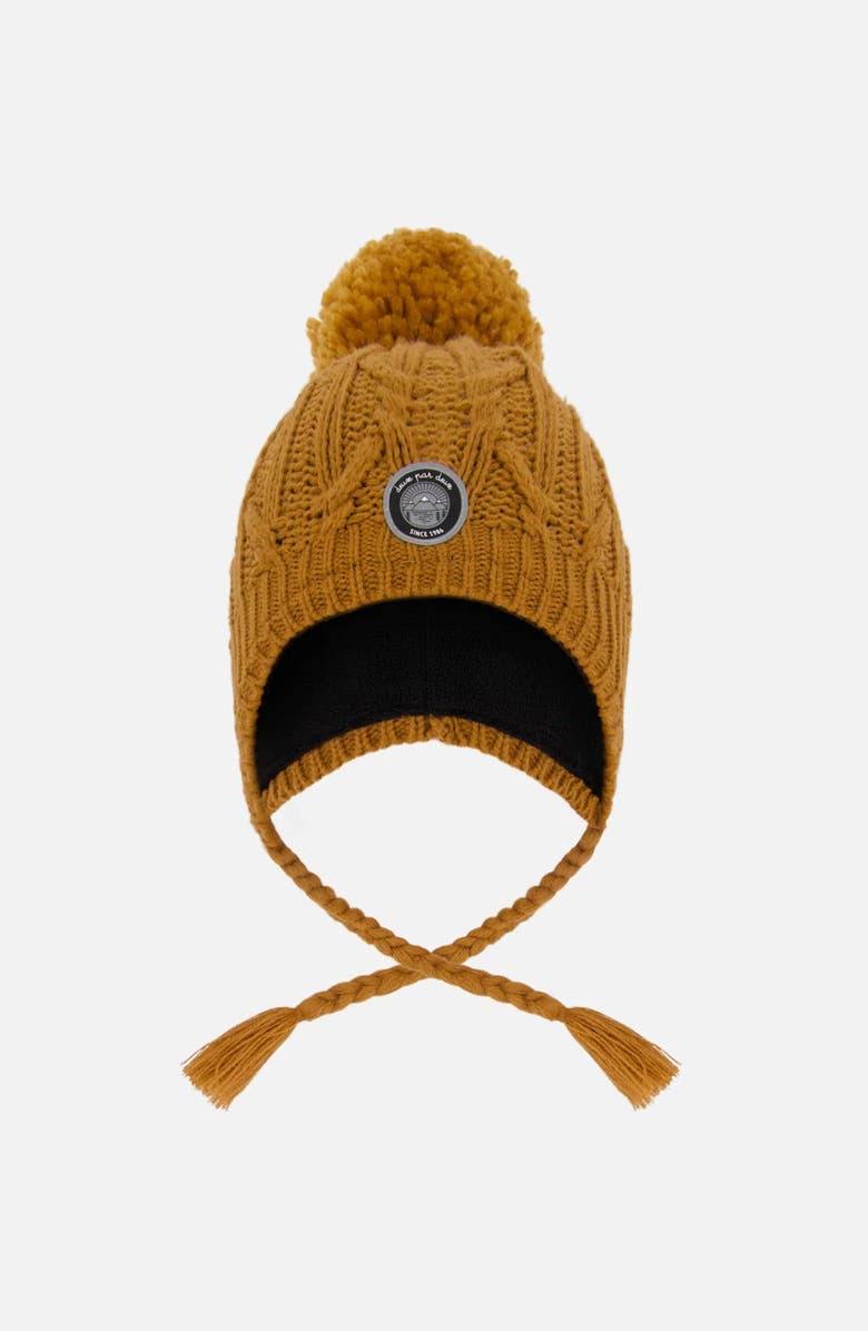 Deux par Deux Lined Winter Hat with Pompom, Main, color, Brown Sugar