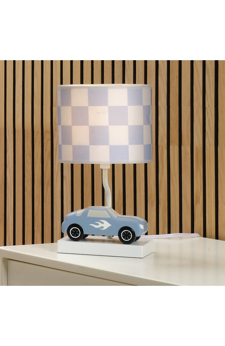Lambs & Ivy Little Racer Hand Painted Car/Transportation Lamp w/ Shade and Bulb, Alternate, color, Blue