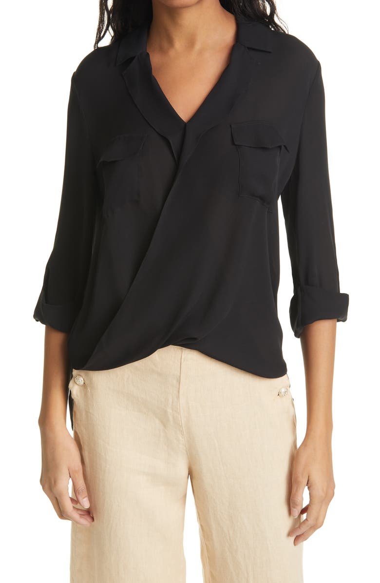 L'AGENCE Phoenix Surplice Silk Shirt, Main, color,