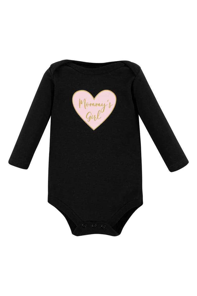 Essential Long-Sleeve Cotton Bodysuit Set, Alternate, color, Girl Mommy 5-Pack
