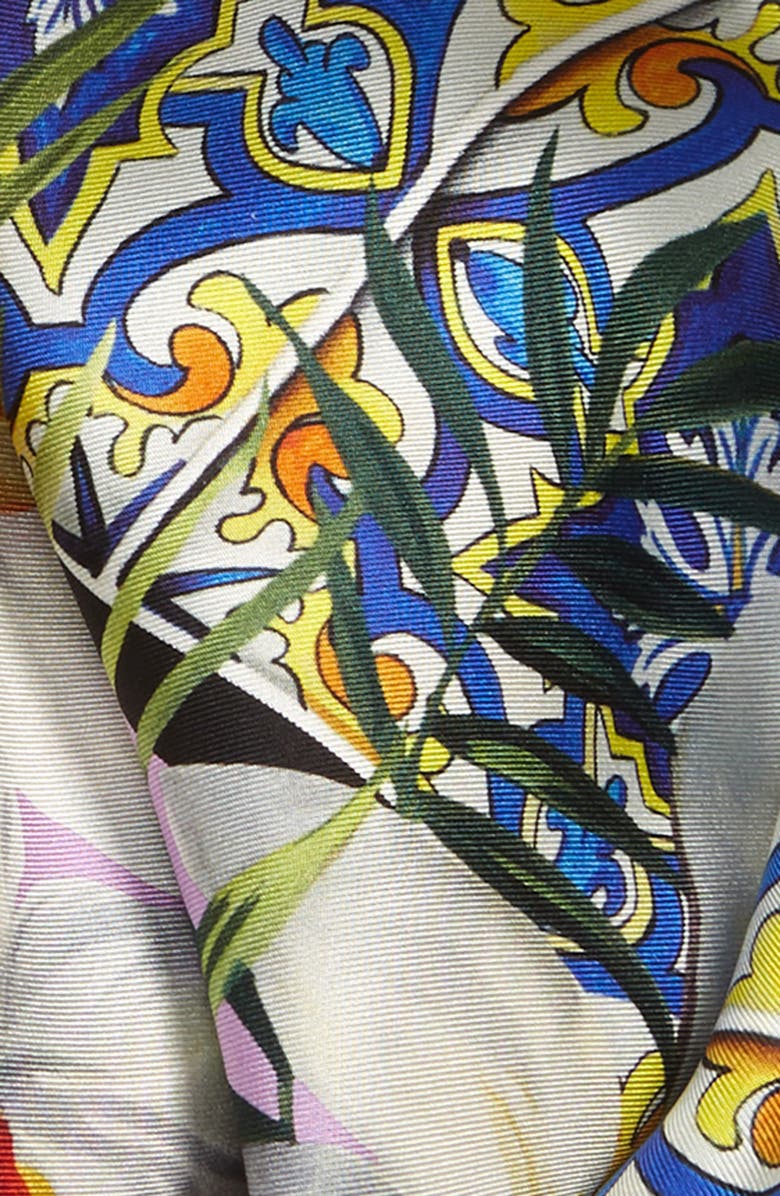 Dolce&Gabbana Orchid & Maiolica Print Silk Scarf, Alternate, color, 