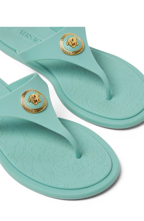 Versace Alia Sandales Plates En Caoutchouc In Blue