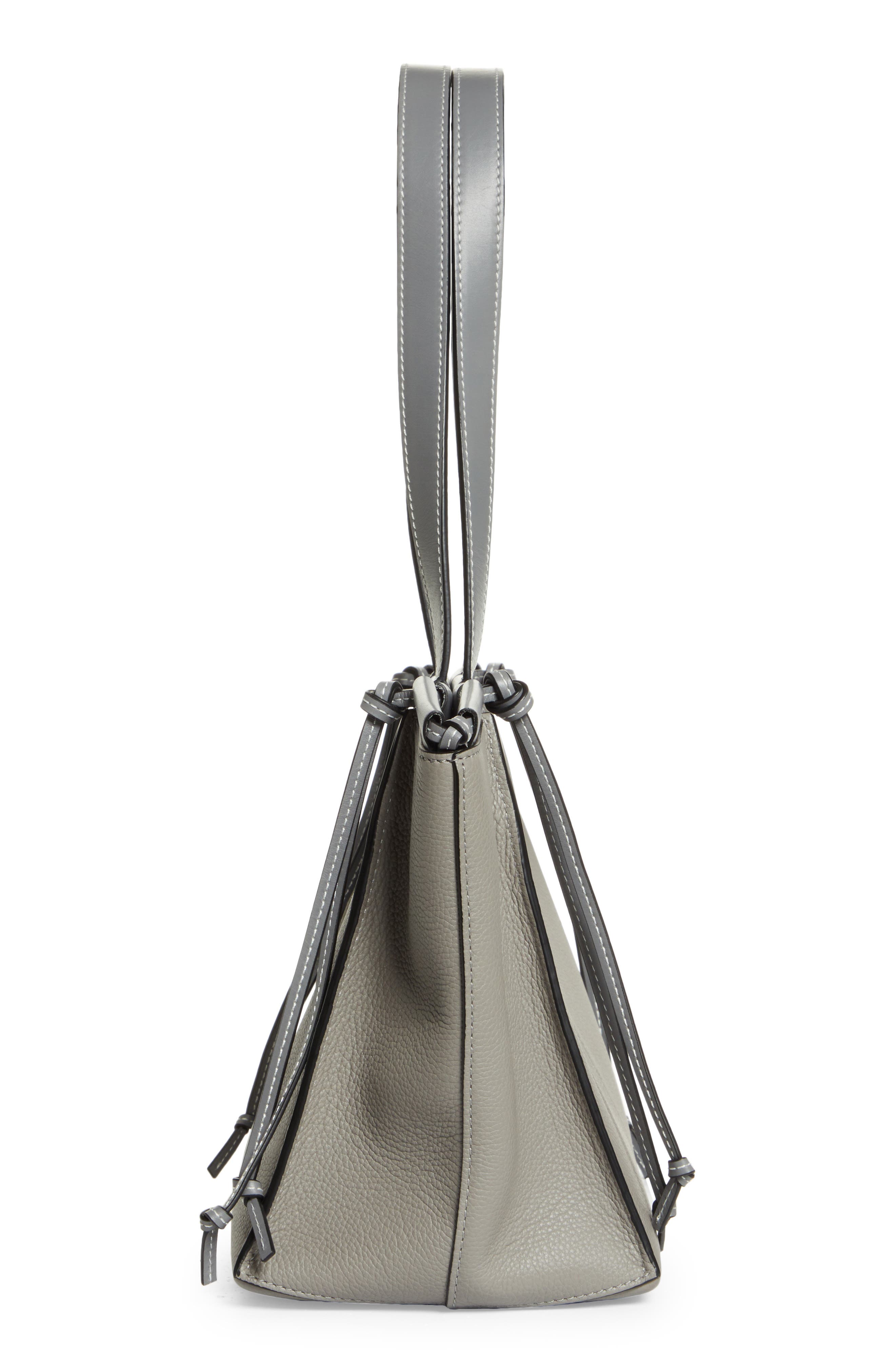 Small Cushion Leather Convertible Gusset Tote, Alternate, color, 1615 SMOKE