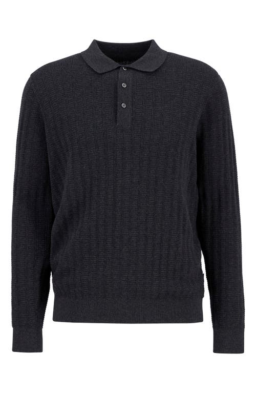 Barbour Smeaton Wool Blend Long Sleeve Polo In Black