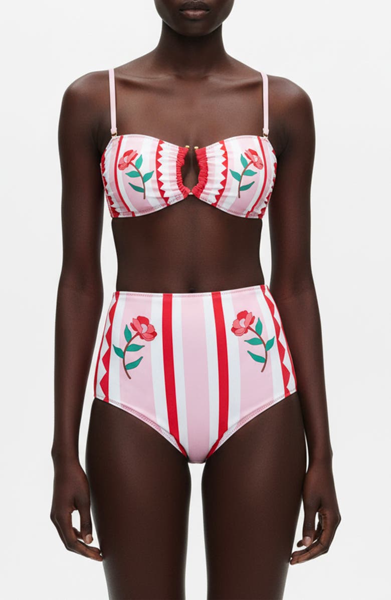 Jessie Zhao New York Jungle Rose Reversible Square Bandeau Top, Alternate, color, Pink