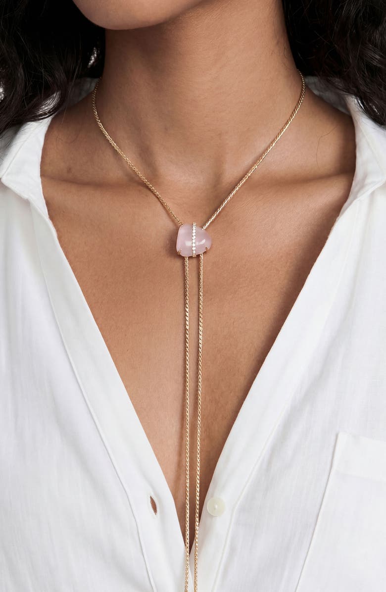 Ettika Tranquil Cove Bolo Necklace, Alternate, color, Rose Quartz