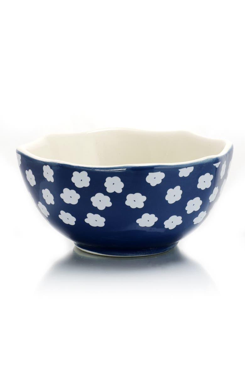 8pc 4.75" Shaped Durastone Fruit Bowls in Blue/White, Alternate, color, Blue