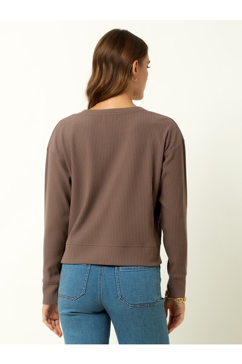 Ribbed V-Neck Cardigan, Alternate, color, Deep Taupe