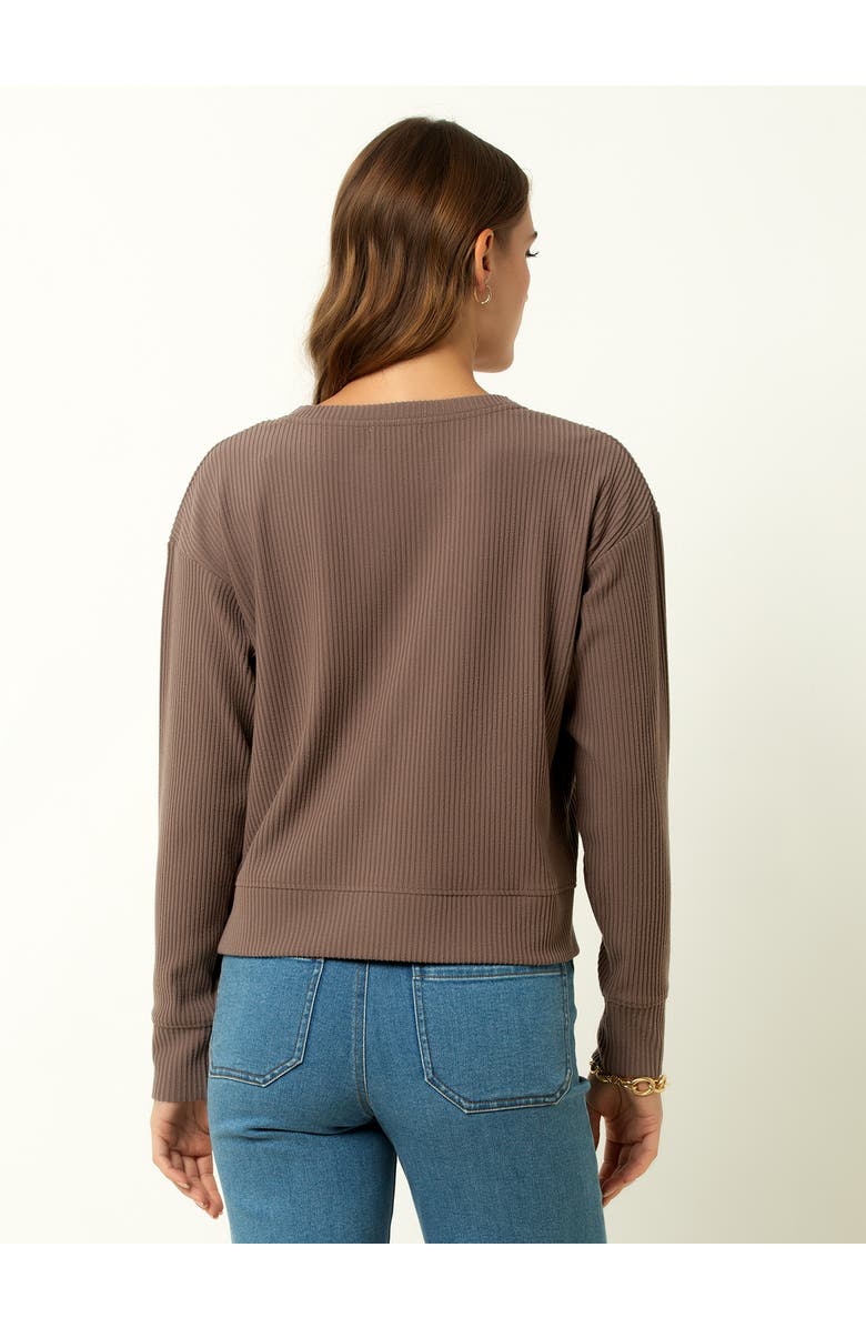 Single Stitch Ribbed V-Neck Cardigan, Alternate, color, Deep Taupe