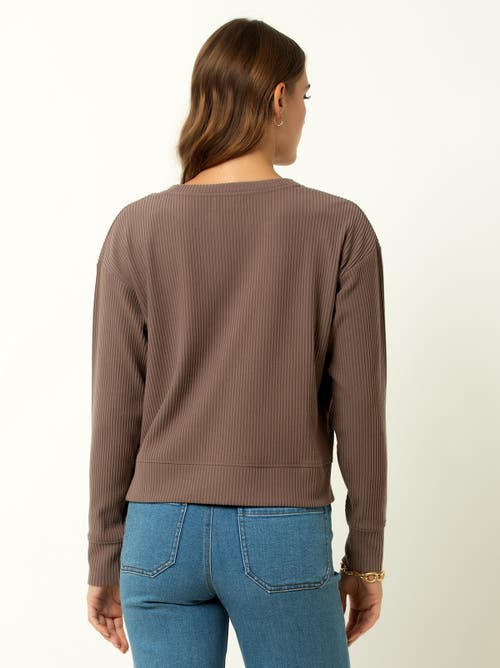 Single Stitch Ribbed V-neck Cardigan In Brown