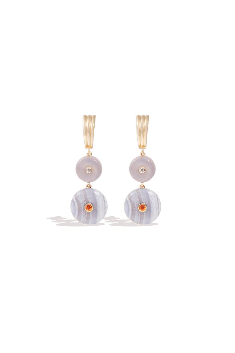 Evolve Stone Inlay Chandelier Earring, Main, color, Purple- Gold