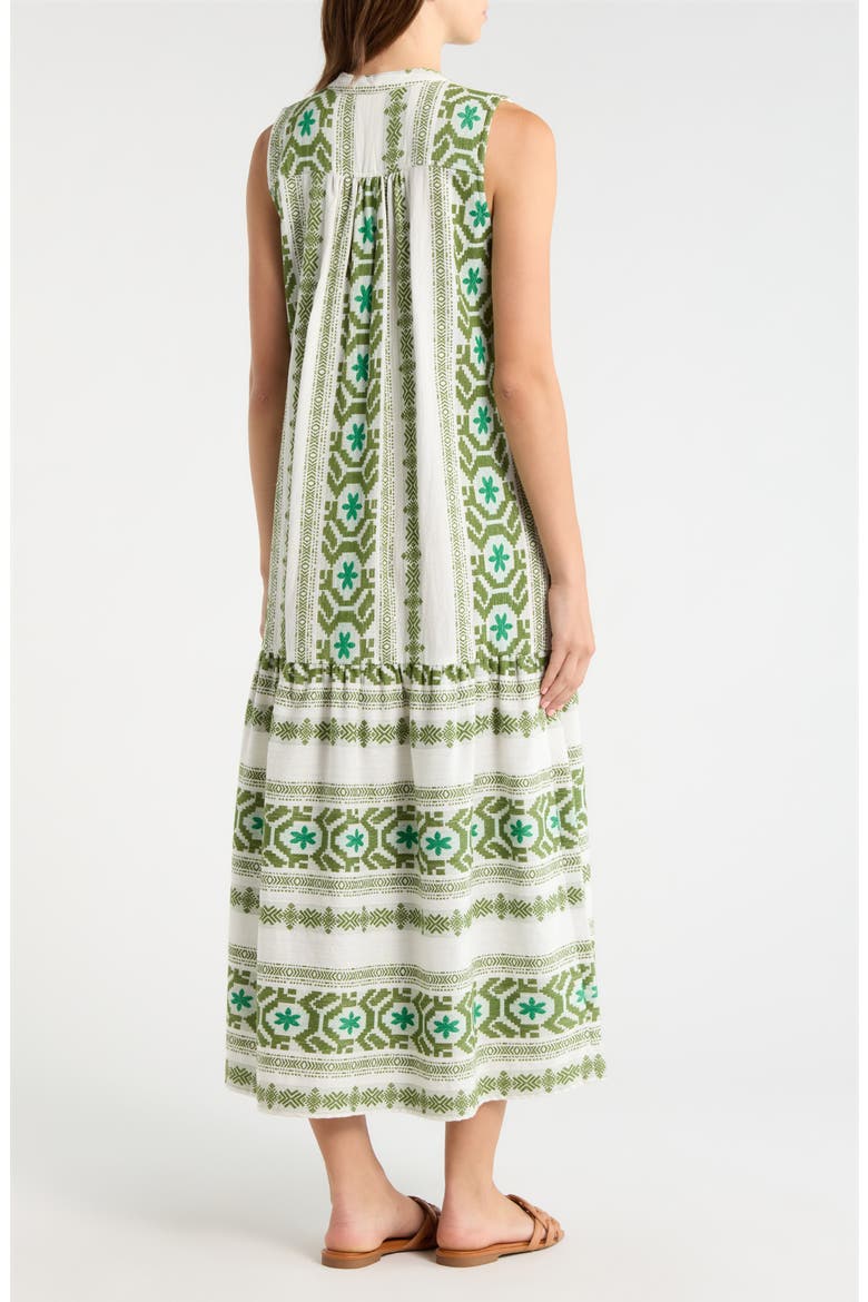 Sleeveless Cotton Cover-Up Midi Dress, Alternate, color, WHITE GREEN
