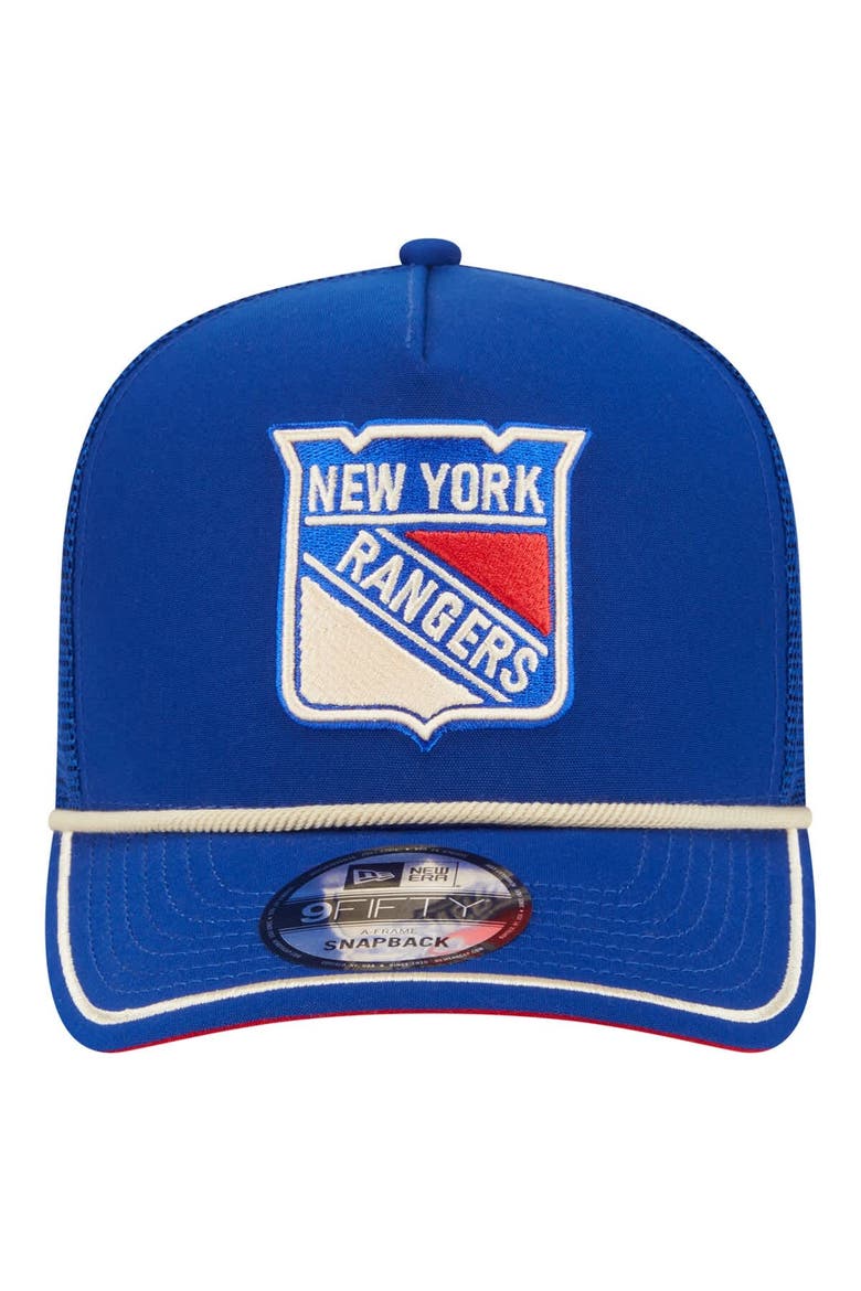 Men's New Era  Blue New York Rangers Vintage Team Rope A-Frame 9FIFTY Snapback Hat, Alternate, color, Blue