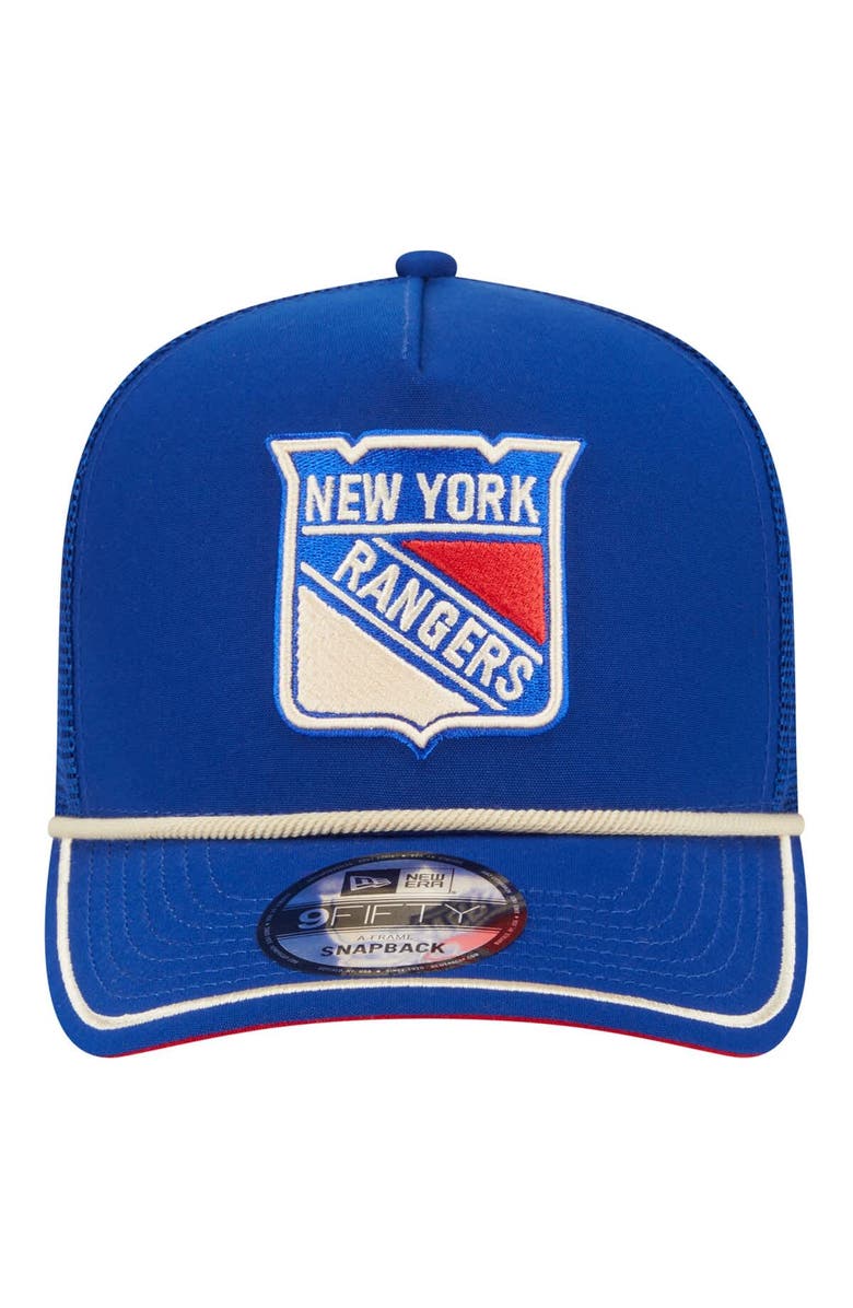 New Era Men's New Era Blue New York Rangers Vintage Team Rope A-Frame 9FIFTY Snapback Hat, Alternate, color, Blue