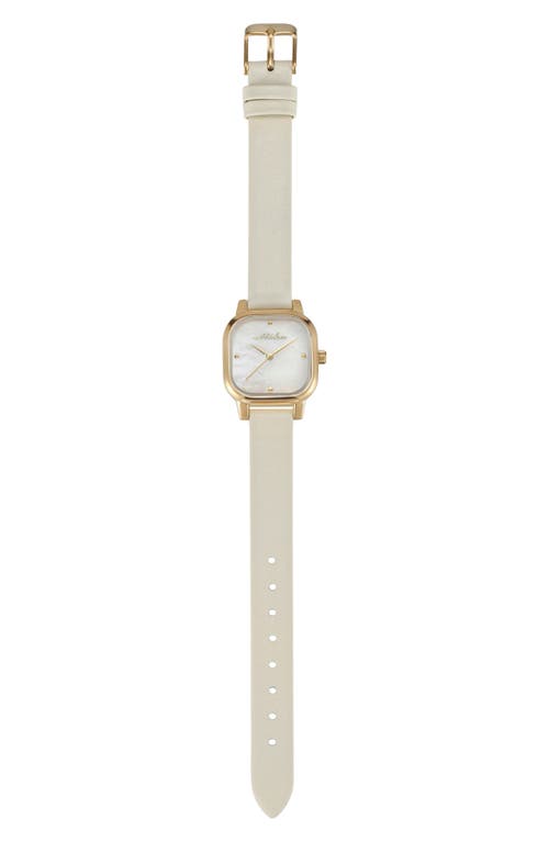 Ettika Classic Square Mother-of-pearl Leather Strap Watch In Neutral