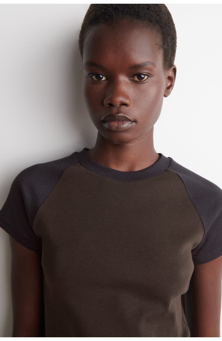COS Slim Cotton T-Shirt, Alternate, color, Brown / Navy
