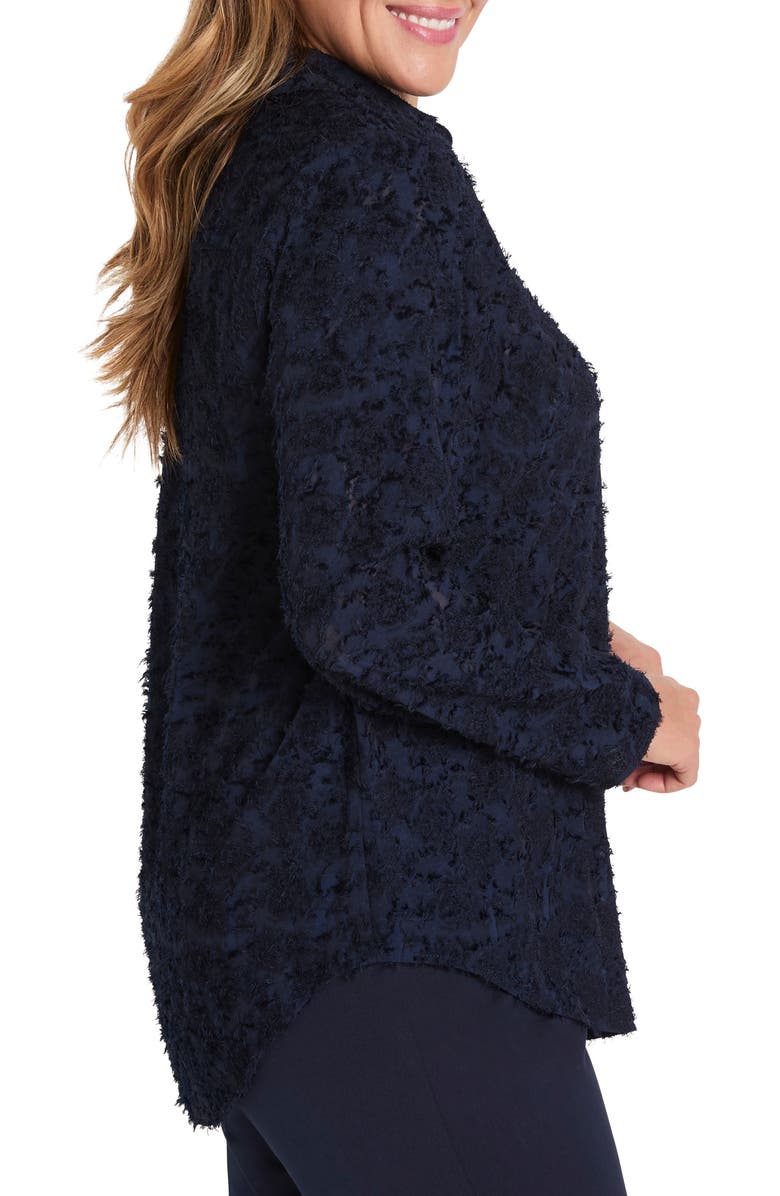 NIC+ZOE Any Occasion Clipped Jacquard Top, Alternate, color, Dark Indigo