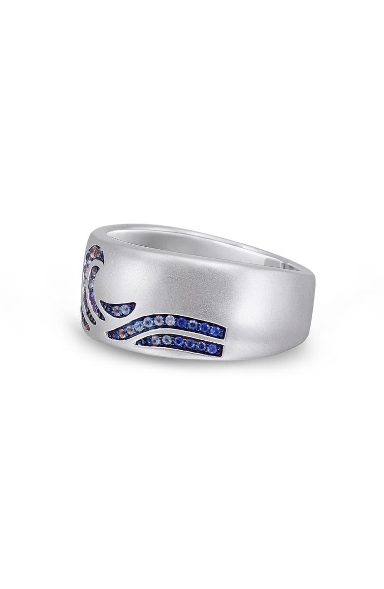 LuvMyJewelry Surf Up Sterling Sapphire & Topaz Silver Band Men Ring, Alternate, color, Silver