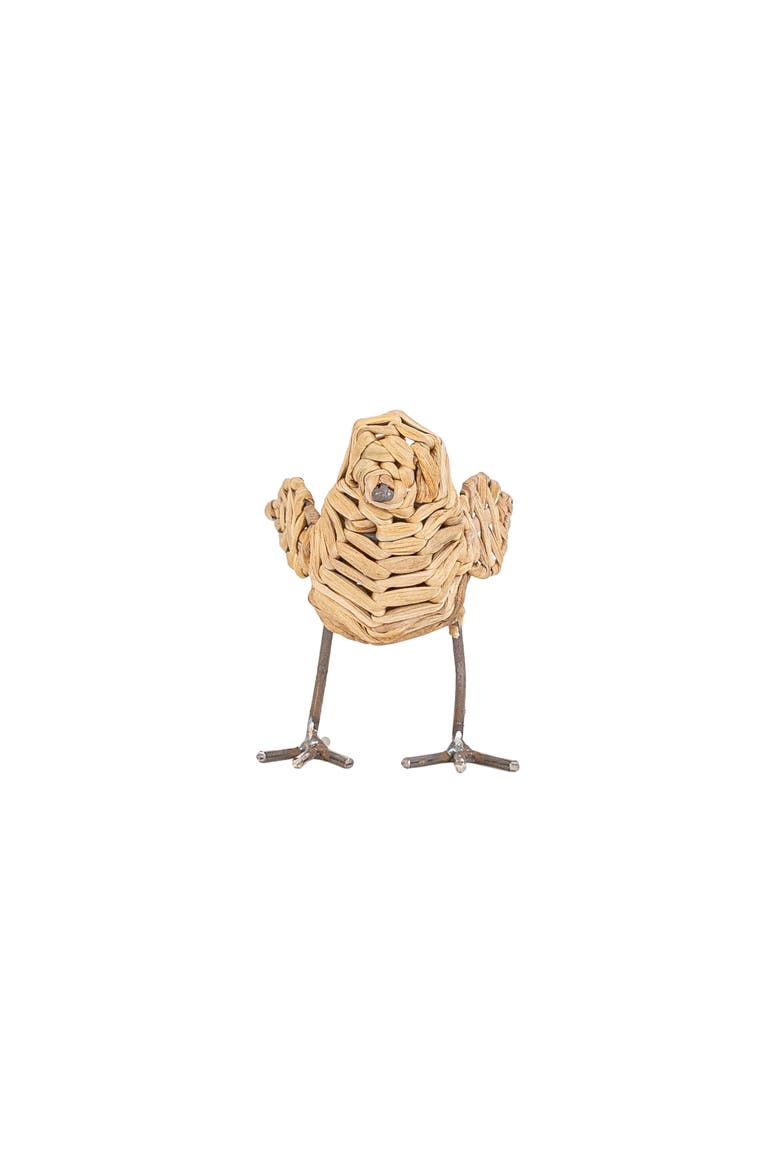 Natural Wrapped Bird Decorative Figure Seagrass & Metal, Alternate, color, Brown
