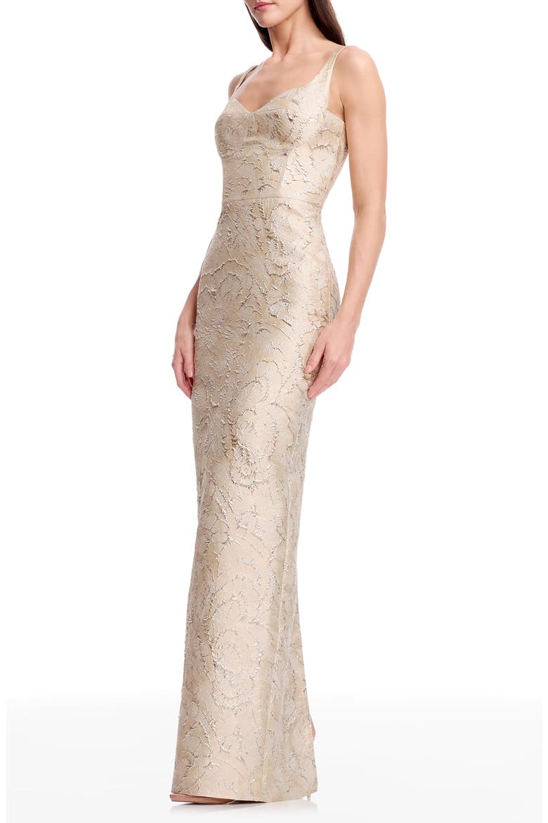 Elijah Seamed Jacquard Column Gown, Alternate, color, CHAMPAGNE