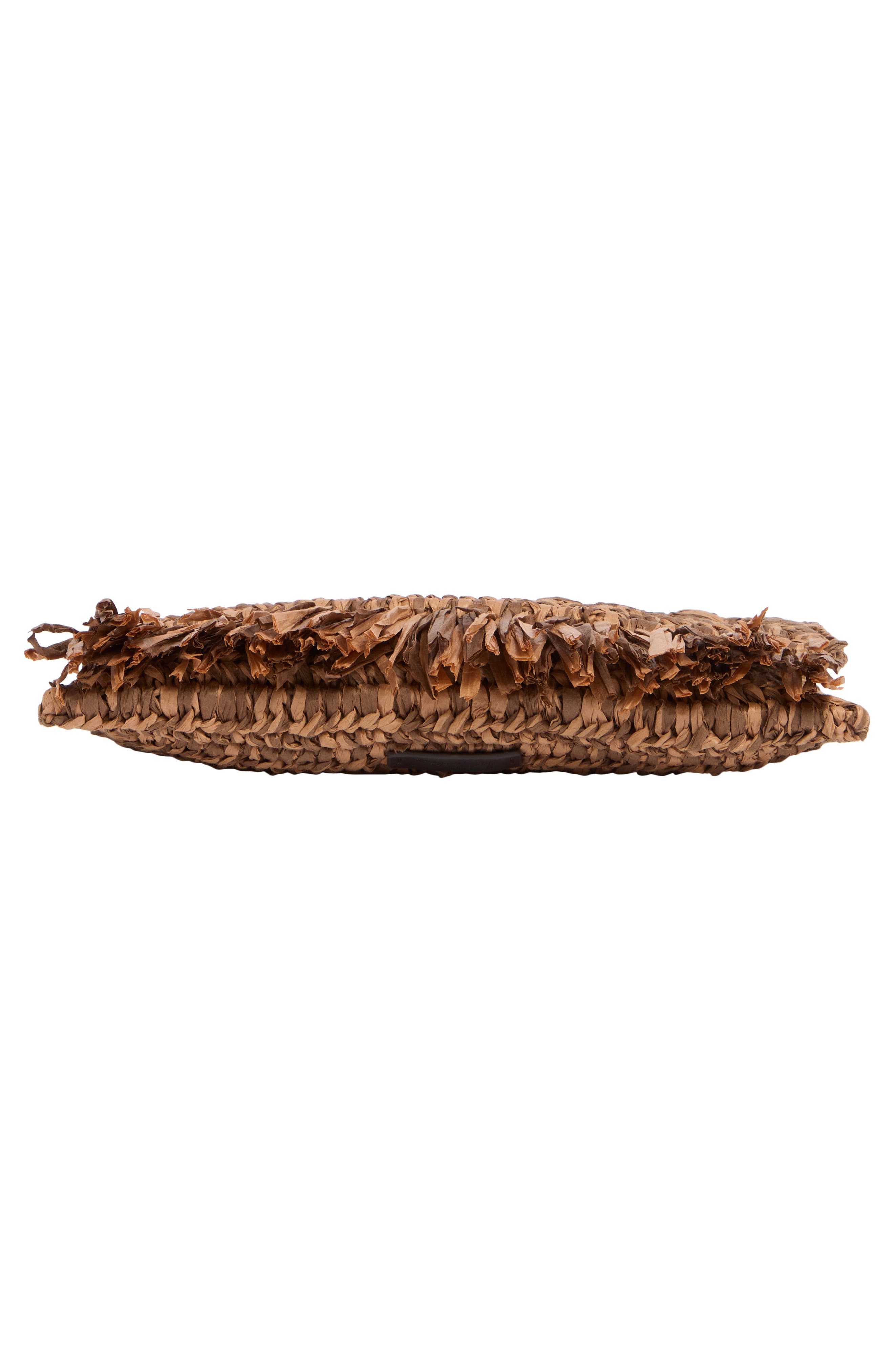 Remi Braided Raffia Clutch, Alternate, color, DARK BROWN