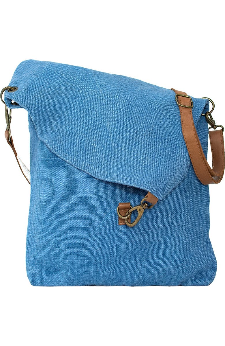 VINTAGE ADDICTION Foldover Jute & Leather Crossbody Bag, Alternate, color,