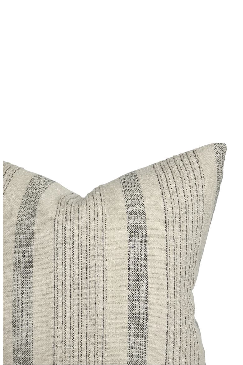 Stevie Woven Ivory Charcoal Stripe Pillow Cover, Alternate, color, Cream
